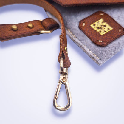 Porte - monnaie bi - matière avec dragonne – cuir & feutre - MOUN CREATION Artisan maroquinier
