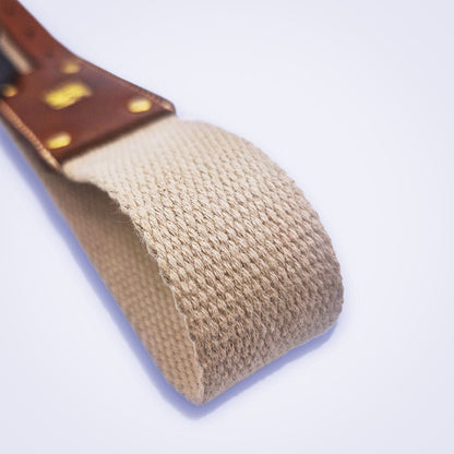 Ceinture bi - matière cuir navy blue & toile de coton - MOUN CREATION Artisan maroquinier