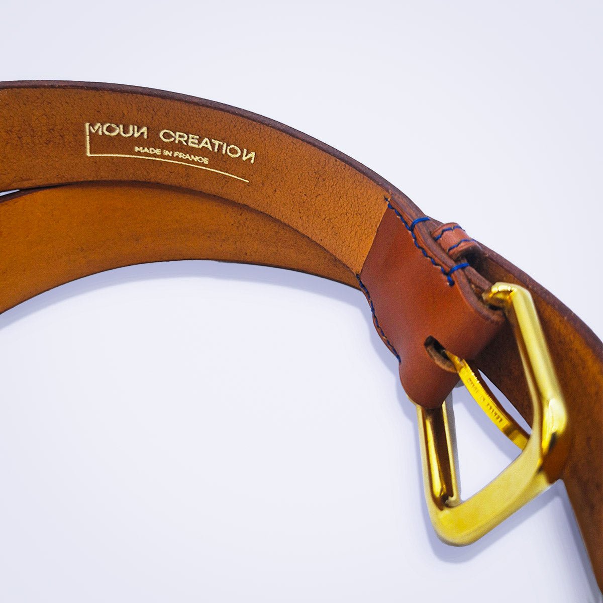 Ceinture en cuir camel au tannage végétal - MOUN CREATION Artisan maroquinier