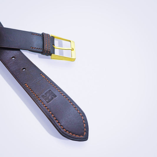 Ceinture en cuir chocolat au tannage végétal - MOUN CREATION Artisan maroquinier