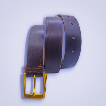 Ceinture en cuir chocolat au tannage végétal - MOUN CREATION Artisan maroquinier