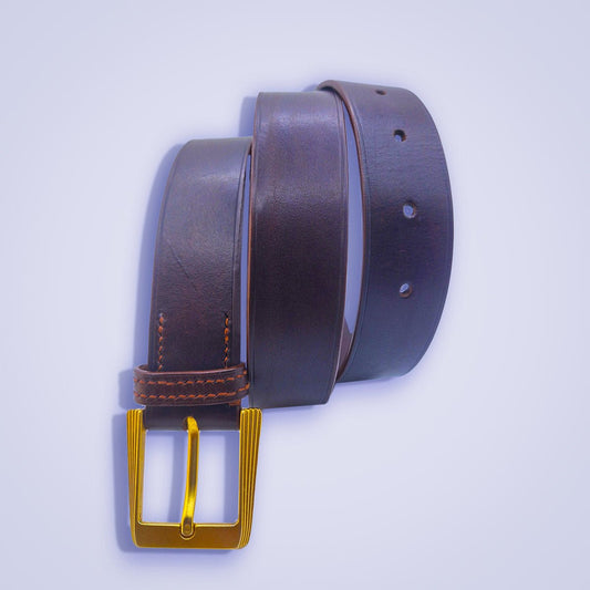 Ceinture en cuir chocolat au tannage végétal - MOUN CREATION Artisan maroquinier