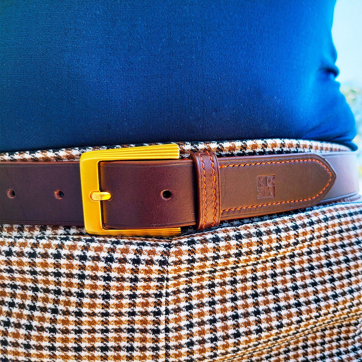 Ceinture en cuir chocolat au tannage végétal - MOUN CREATION Artisan maroquinier