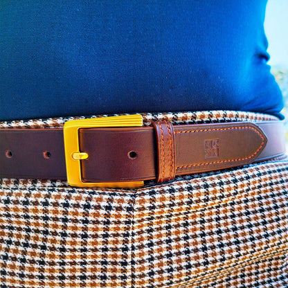 Ceinture en cuir chocolat au tannage végétal - MOUN CREATION Artisan maroquinier
