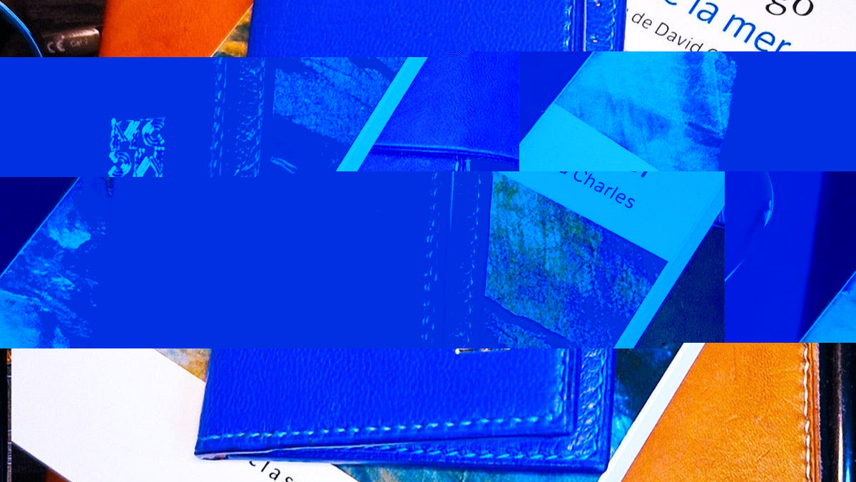 Porte - cartes MAIO bleu en cuir grainé - MOUN CREATION Artisan maroquinier
