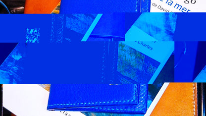 Porte - cartes MAIO bleu en cuir grainé - MOUN CREATION Artisan maroquinier
