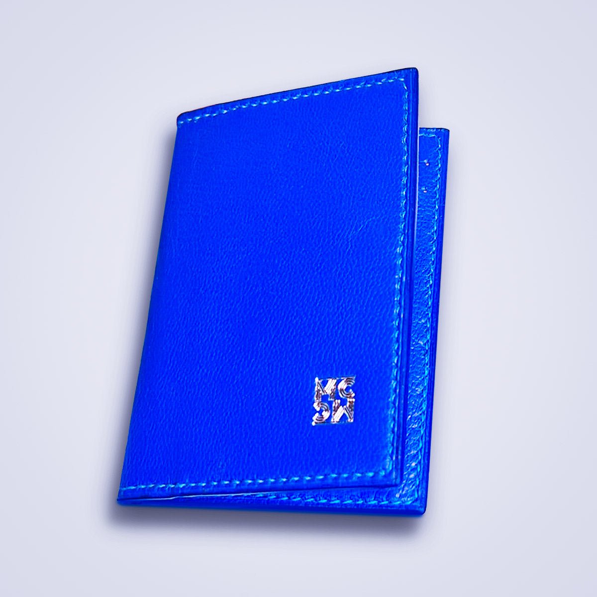 Porte - cartes MAIO bleu en cuir grainé - MOUN CREATION Artisan maroquinier