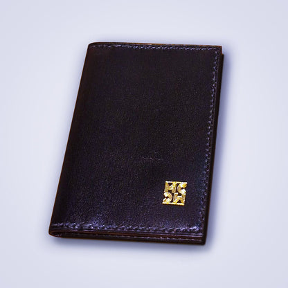Porte - cartes MAIO noir en cuir texturé et brillant - MOUN CREATION Artisan maroquinier