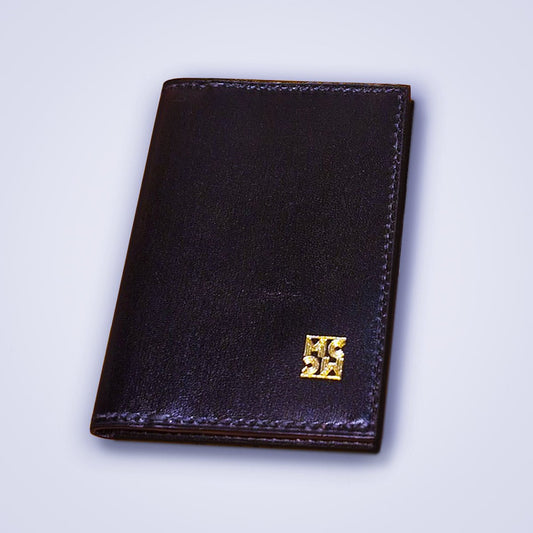 Porte - cartes MAIO noir en cuir texturé et brillant - MOUN CREATION Artisan maroquinier