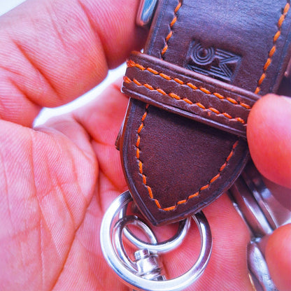 Porte - clés Ceinturon en cuir chocolat - MOUN CREATION Artisan maroquinier