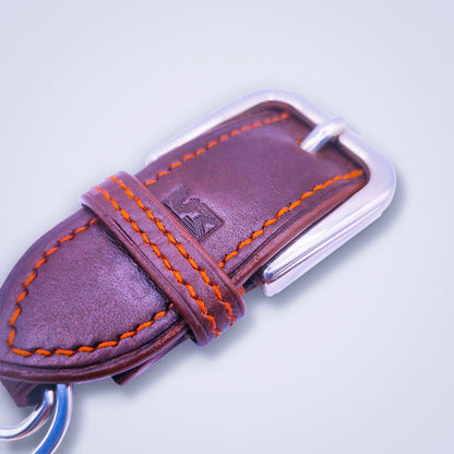 Porte - clés Ceinturon en cuir chocolat - MOUN CREATION Artisan maroquinier