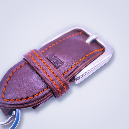 Porte - clés Ceinturon en cuir chocolat - MOUN CREATION Artisan maroquinier
