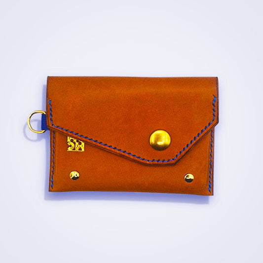 Porte - monnaie en cuir camel au tannage végétal - MOUN CREATION Artisan maroquinier