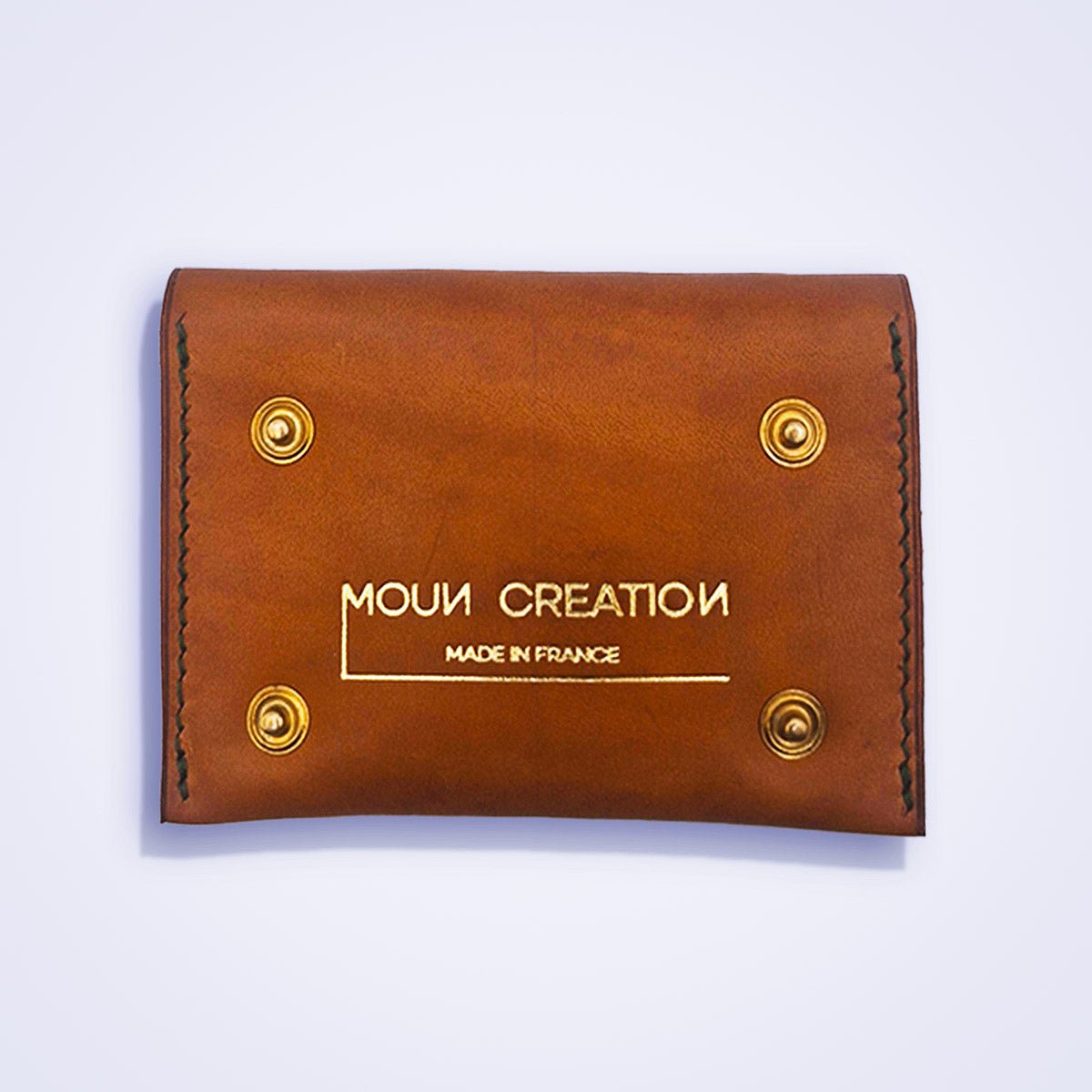 Portefeuille MEANDI – cuir vert sapin & camel avec porte - cartes et porte - monnaie clipsables - MOUN CREATION Artisan maroquinier