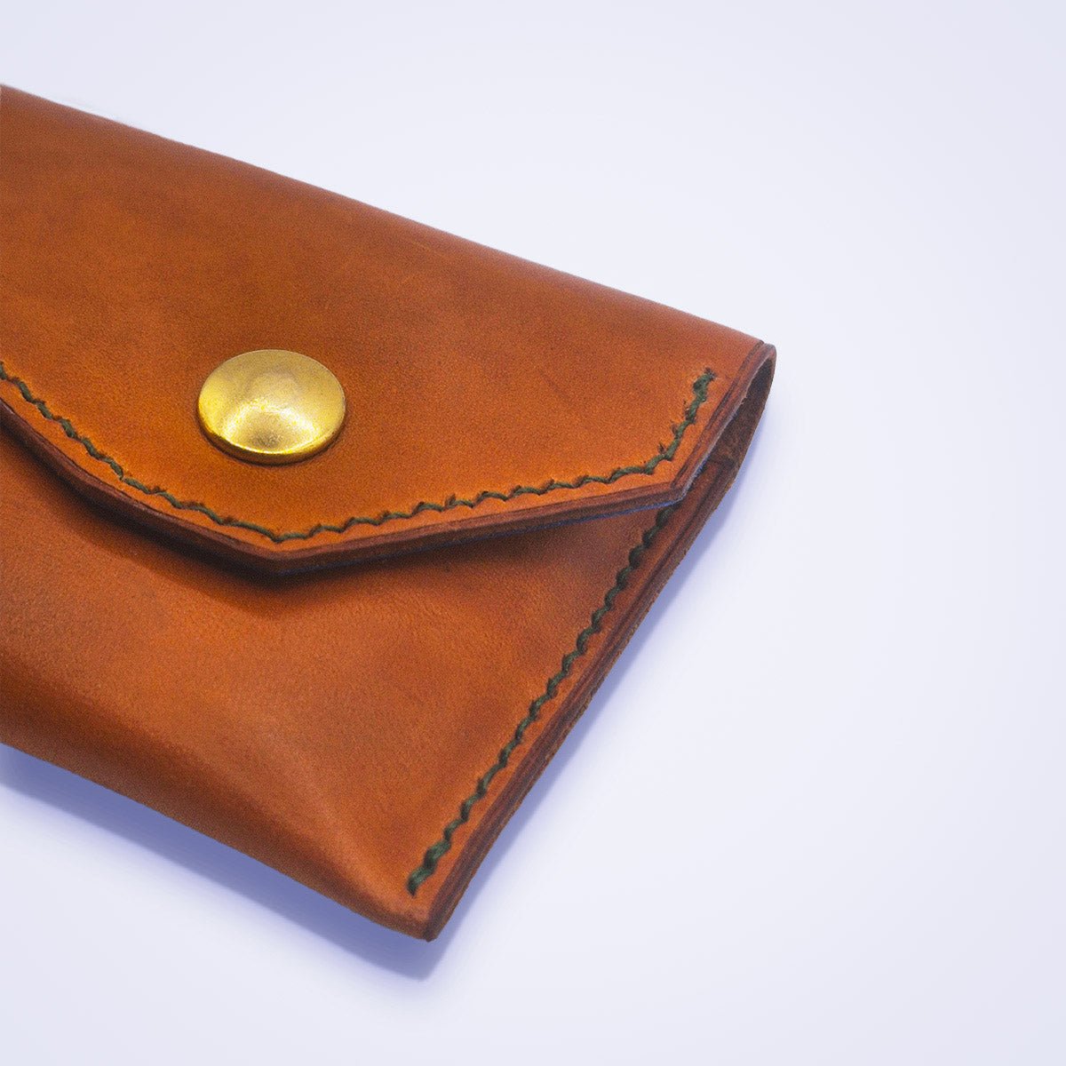Portefeuille MEANDI – cuir vert sapin & camel avec porte - cartes et porte - monnaie clipsables - MOUN CREATION Artisan maroquinier